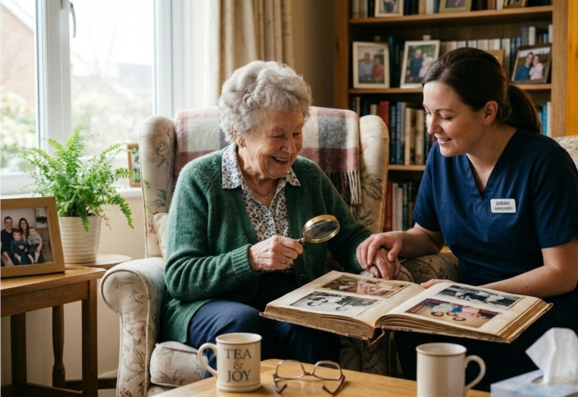 Caregiver assisting senior at home